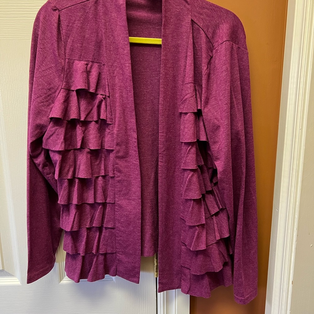 Marc Bouwer Purple Ruffle Cardigan